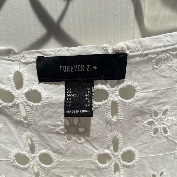 Forever 21 White Eyelet Dress Tea Length 1X - Picture 3 of 10